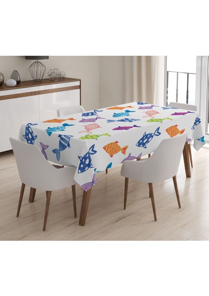 Baskılı Kadife Doku Masa Örtüsü