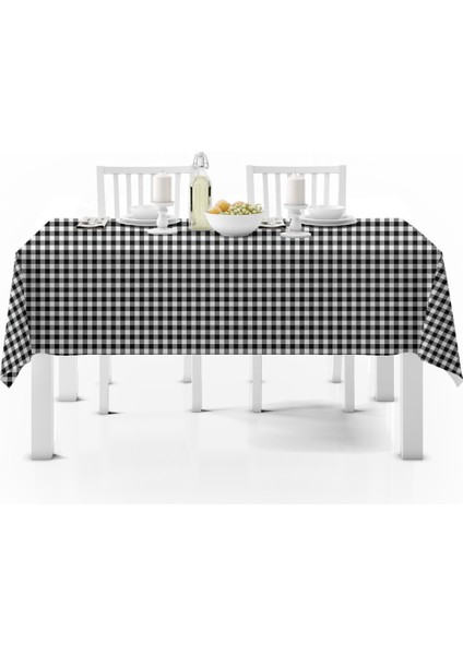 Evmila Siyah Beyaz Pötikareli Masa Örtüsü 61