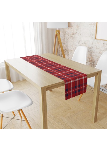 Evmila Kımızı Siyah Pötikare Desen Runner Llrn 73