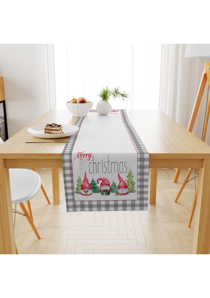 Kadife Dokuma Özel Tasarım Yılbaşı Desenli Runner