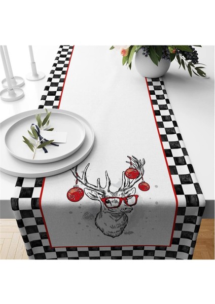 Yılbaşı Özel Geyik Desenli Runner