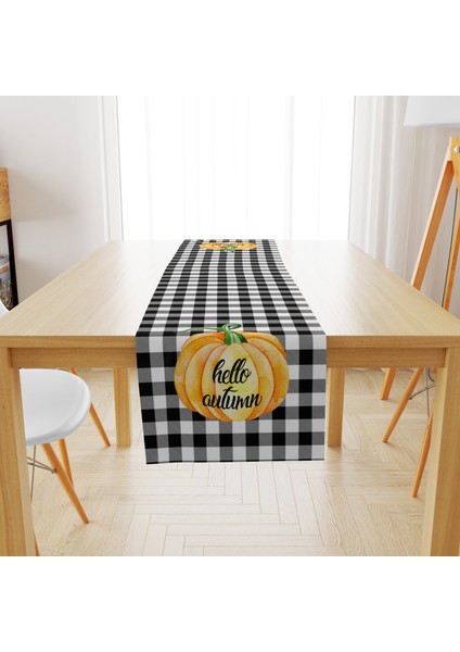 Kadife Dokuma Özel Tasarım Kabak Desenli Runner