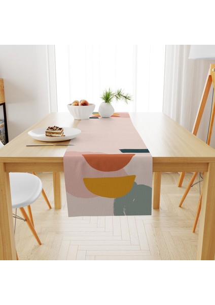 Kadife Dokuma Özel Tasarım Soyut Figürlü Runner