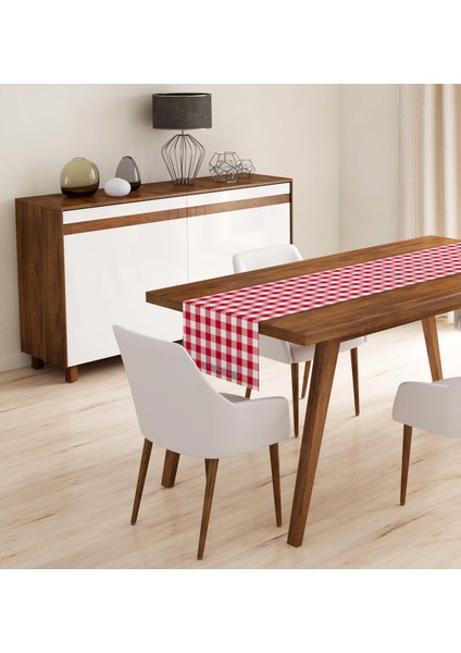 Kırmızı Beyaz Ekose Runner Modeli R313