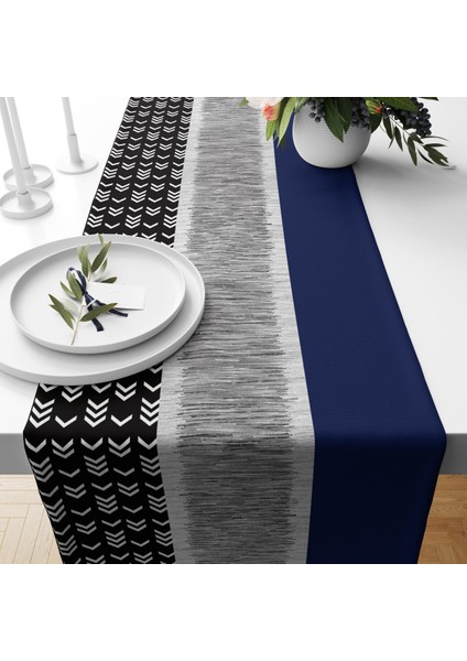 Laciver ve Gri Desen Kadife Runner