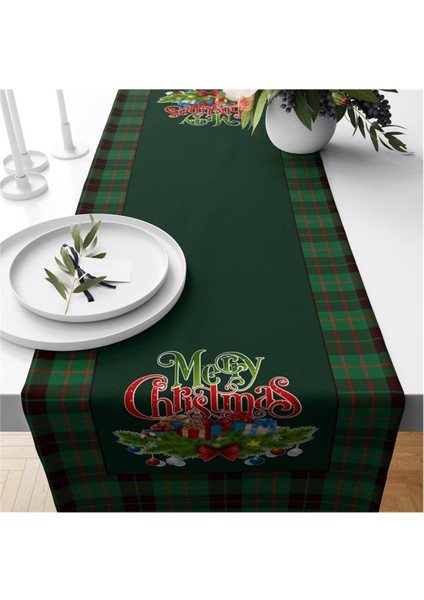 Yılbaşı Özel Merry Christmas Yazılı Kadife Runner