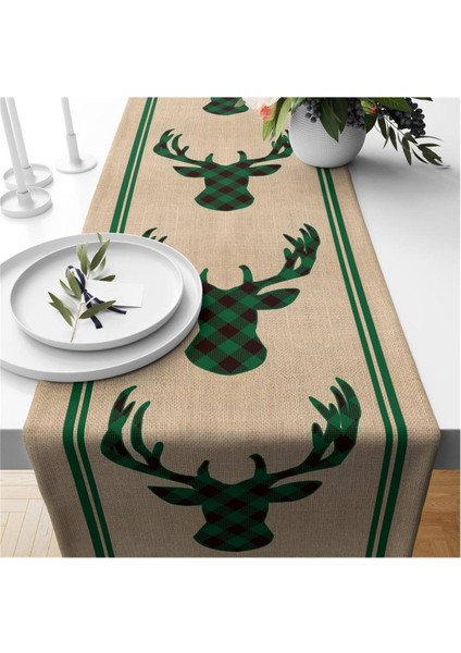 Yılbaşı Özel Geyik Desenli Runner