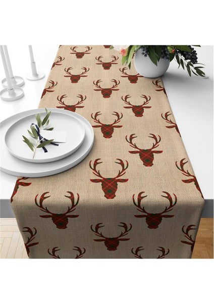 Yılbaşı Özel Geyik Desenli Runner