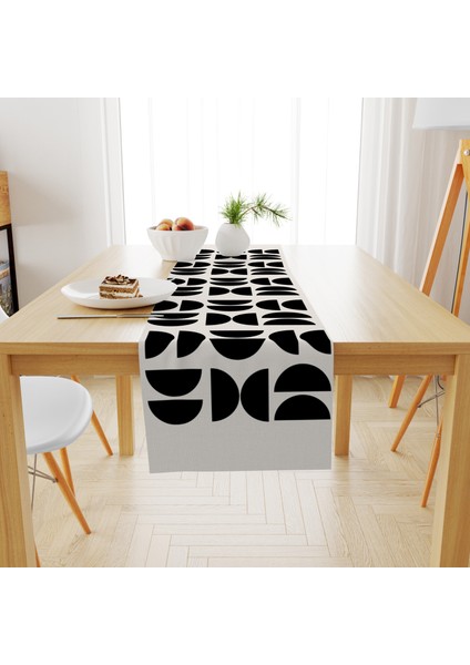 Evmila Kadife Dokuma Özel Tasarım Soyut Desenli Runner