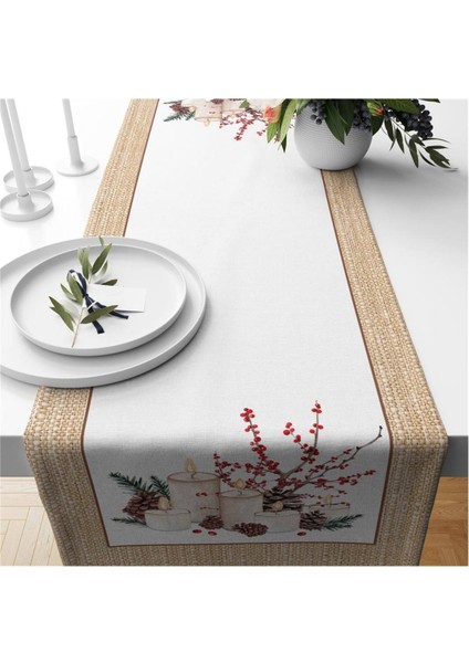 Yılbaşı Özel Mum Desenli Runner