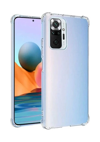 Case 4U Xiaomi Redmi Note 10 Pro Kılıf Darbe Emici Köşe Korumalı Anti Shock Şeffaf Silikon Şeffaf Şeffaf