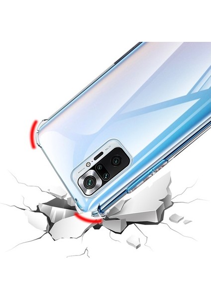 Xiaomi Redmi Note 10 Pro Kılıf Darbe Emici Köşe Korumalı Anti Shock Şeffaf Silikon Şeffaf Şeffaf