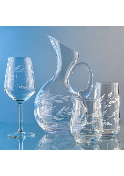 Kazaan 37 Parça Bardak Çeyiz Seti Ördek Karaflı Sürgün Desenli