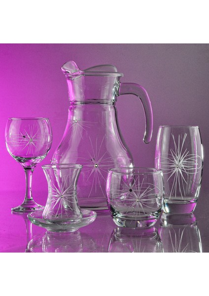 Pudgy 31 Parça 6 Kişilik Kesme Bardak Çeyiz Seti Mira Desenli fiyatları