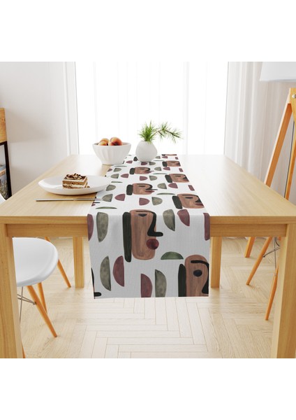 Kadife Dokuma Özel Tasarım Soyut Desen Runner