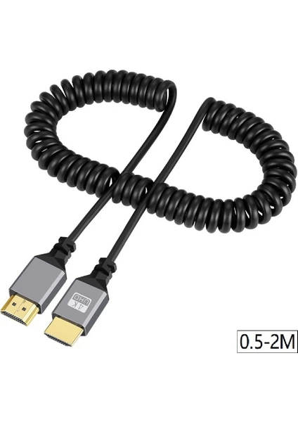 4414 HDMI Spiral Yaylı Uzayabilen Fullhd 4K 60Hz UHD Kablo (0.5-2 Metre)