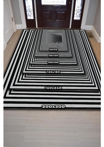 Tünel Dokuma Tabanlı Geometrik Halı Kareli Oturma Odası Halısı Siyah Beyaz Salon Halısı