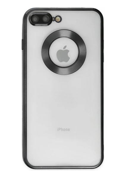 Apple iPhone 7 Plus / 8 Plus Kılıf Kamera Korumalı Logo Gösteren Omega Kapak Siyah