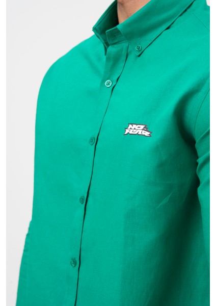 Yeşil Uzun Kollu Erkek Keten Gömlek M50090 fiyatları