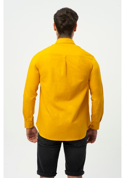Hardal Uzun Kollu Erkek Keten Gömlek M50090 fiyatları