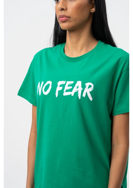 Yeşil Bisiklet Yaka Kısa Kollu Baskılı Penye Kadın T-shirt W50068 fiyatları