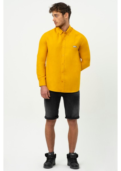 Hardal Uzun Kollu Erkek Keten Gömlek M50090