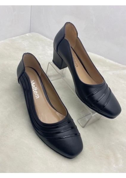 Çiğdem Siyah Deri Küt Burun Alçak Topuklu Ayakkabı (As4) - Siyah - 36 - ST02168-SİYAH-36 indirimleri