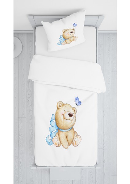 Dijital Baskı Sevimli Ayıcık Örtü Yastık Seti 948