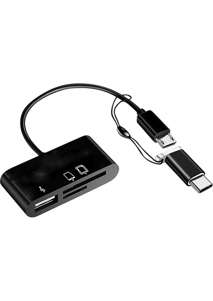Micro USB Type C 3in1 Sd Micro Sd Kart Okuyucu Otg Çevirici Kablosu