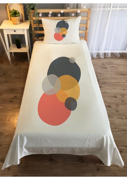 Geometrik Desenli Tek Kişilik Kadife Yatak Örtüsü -Beyaz