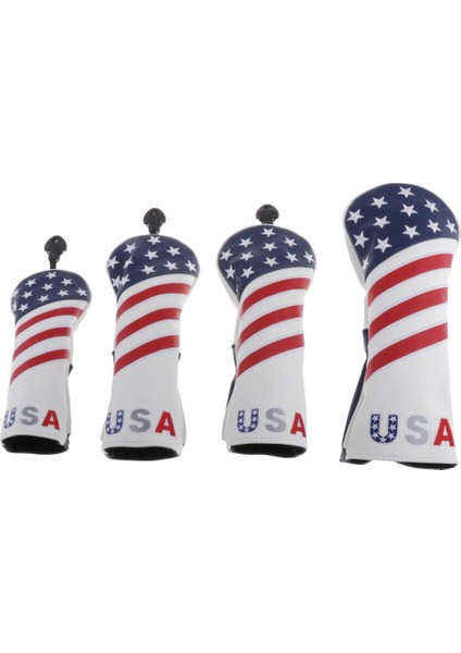 4 Adet / Set Golf Headcover 460CC Sürücü, 3 Numaralı Etiket ile Ahşap Başlık, (Yurt Dışından)