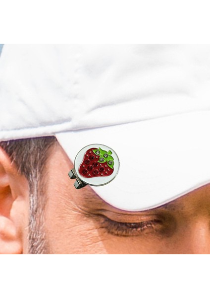 Moda Golf Ball Marker Erkekler Için Dayanıklı Şapka Klipsi Kadın Golf Aksesuarları Çilek (Yurt Dışından)