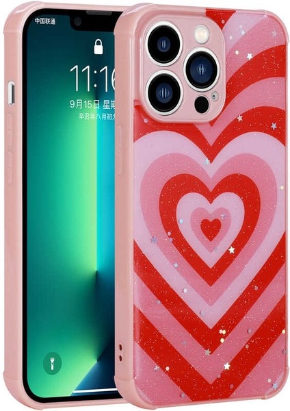 iPhone 13 Pro Max Kılıf Simli Desenli Kamera Korumalı Parlak Popy Kapak