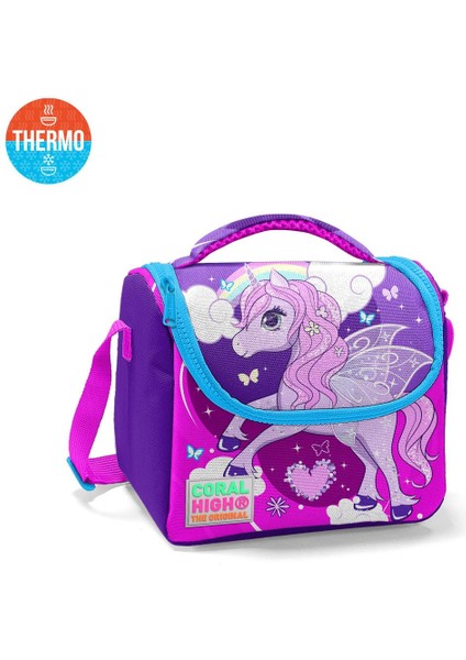 Coral High Kids Mor Pembe Unicorn Desenli Thermo Beslenme Çantası