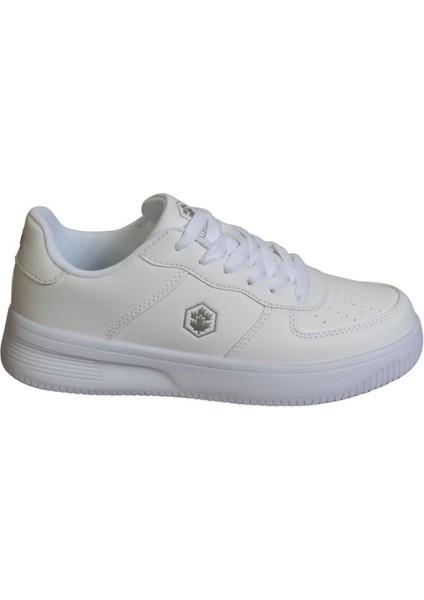 Erkek Beyaz Cilt Bağcıklı Düz Kalın Taban Sneaker Spor Ayakkabı