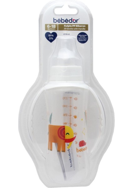 77302 Kulplu Pp Biberon 6-18 Ay 270 ml Fil Desenli