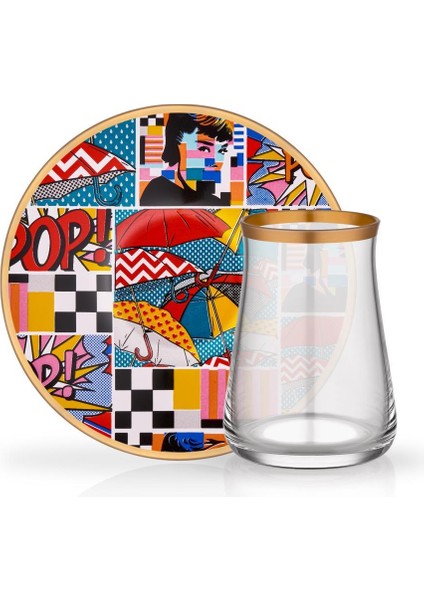 Popart Tek Kişilik Çay Seti