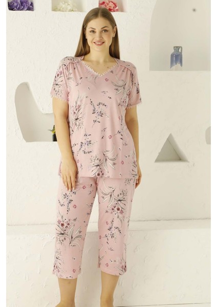 Pembe Battal Bermuda Bayan Pijama Takımı 2704BB