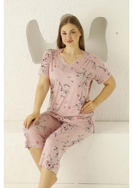 Pembe Battal Bermuda Bayan Pijama Takımı 2704BB