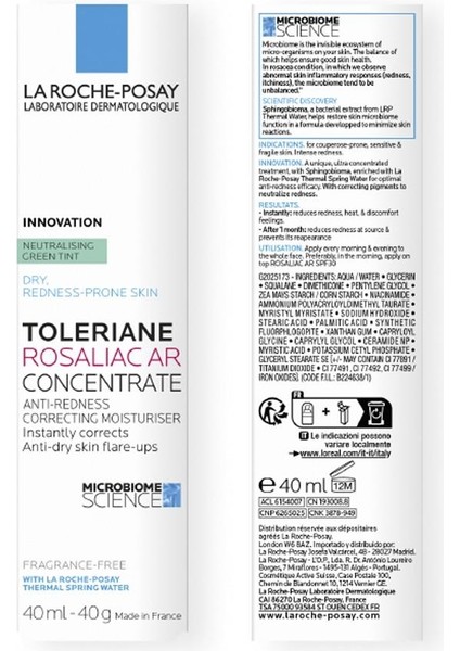 La Roche Posay Toleriane Rosaliac Ar Concentre 40