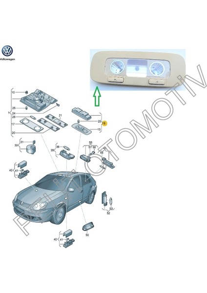 Passat B6 Arka Tavan Lambası 3C0947291 3C0947291E Bej fiyatları