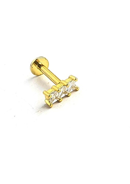 Baget Zirkon Taşlı 925 Ayar Gümüş Üzerine Altın Kaplama Tragus Piercing fiyatları