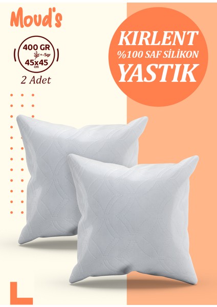 Kırlent Kılıfı Iç Yastığı 2'li 45X45CM 400 gr %100 Saf Silikon Dolgulu Kırlent Yastığı