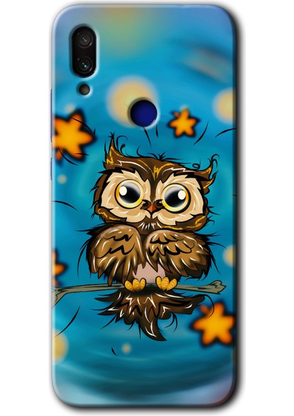 Xiaomi Redmi Note 7 Kılıf Hd Desen Baskılı Arka Kapak - Owl Bird Stars