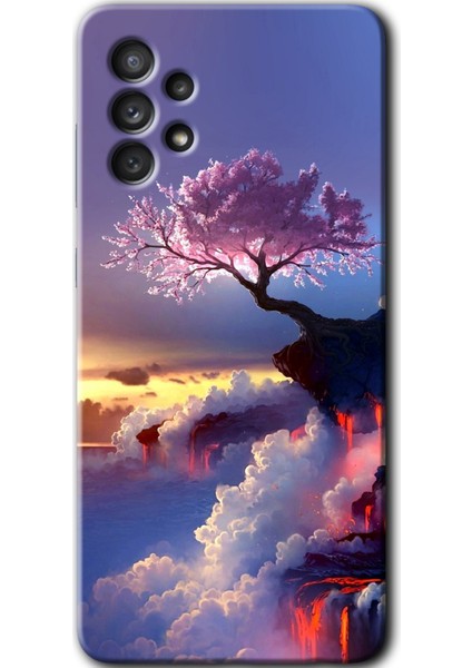 Samsung Galaxy A73 Kılıf Hd Desen Baskılı Arka Kapak + Temperli Cam - Wash Red Wall