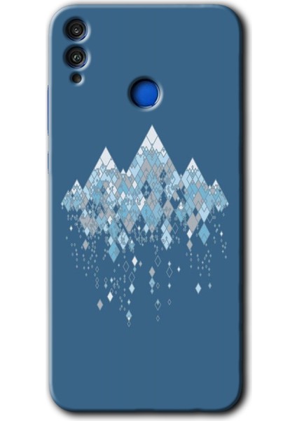 Honor 8x Kılıf Hd Desen Baskılı Arka Kapak + Temperli Cam - Iceberg