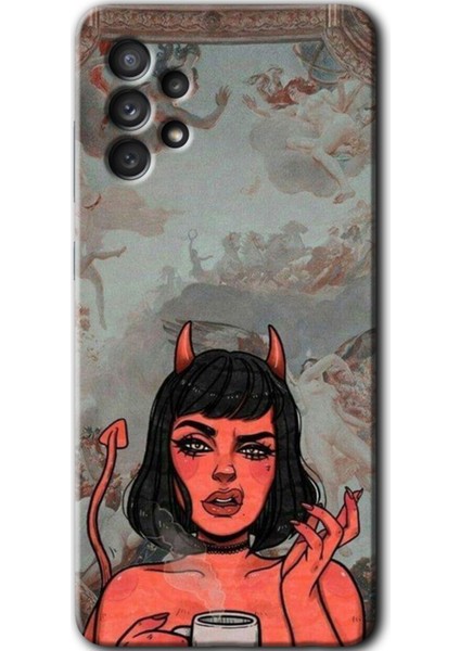 Samsung Galaxy A52 Kılıf Hd Desen Baskılı Arka Kapak + Temperli Cam - Devil Girl