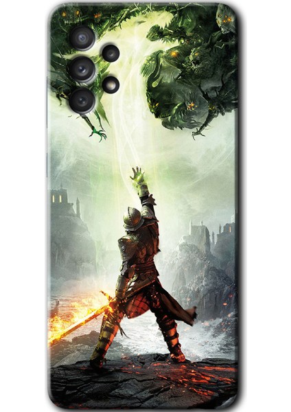 Samsung Galaxy A13 Kılıf Hd Desen Baskılı Arka Kapak + Temperli Cam - Dragon Hunter