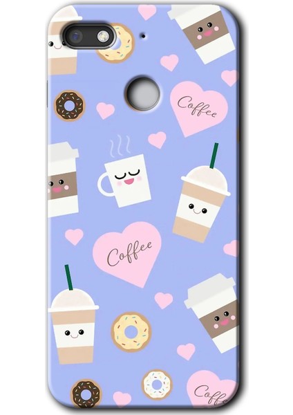 General Mobile Gm 8 Go Kılıf Hd Desen Baskılı Arka Kapak + Temperli Cam - Coffee Cake