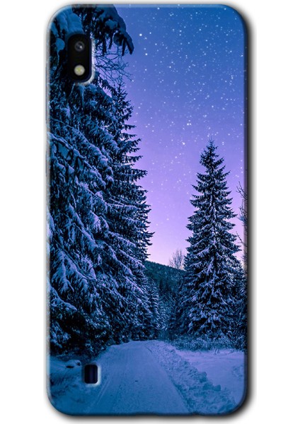 Samsung Galaxy A10 Kılıf Hd Desen Baskılı Arka Kapak + Temperli Cam - Kış Manzarası